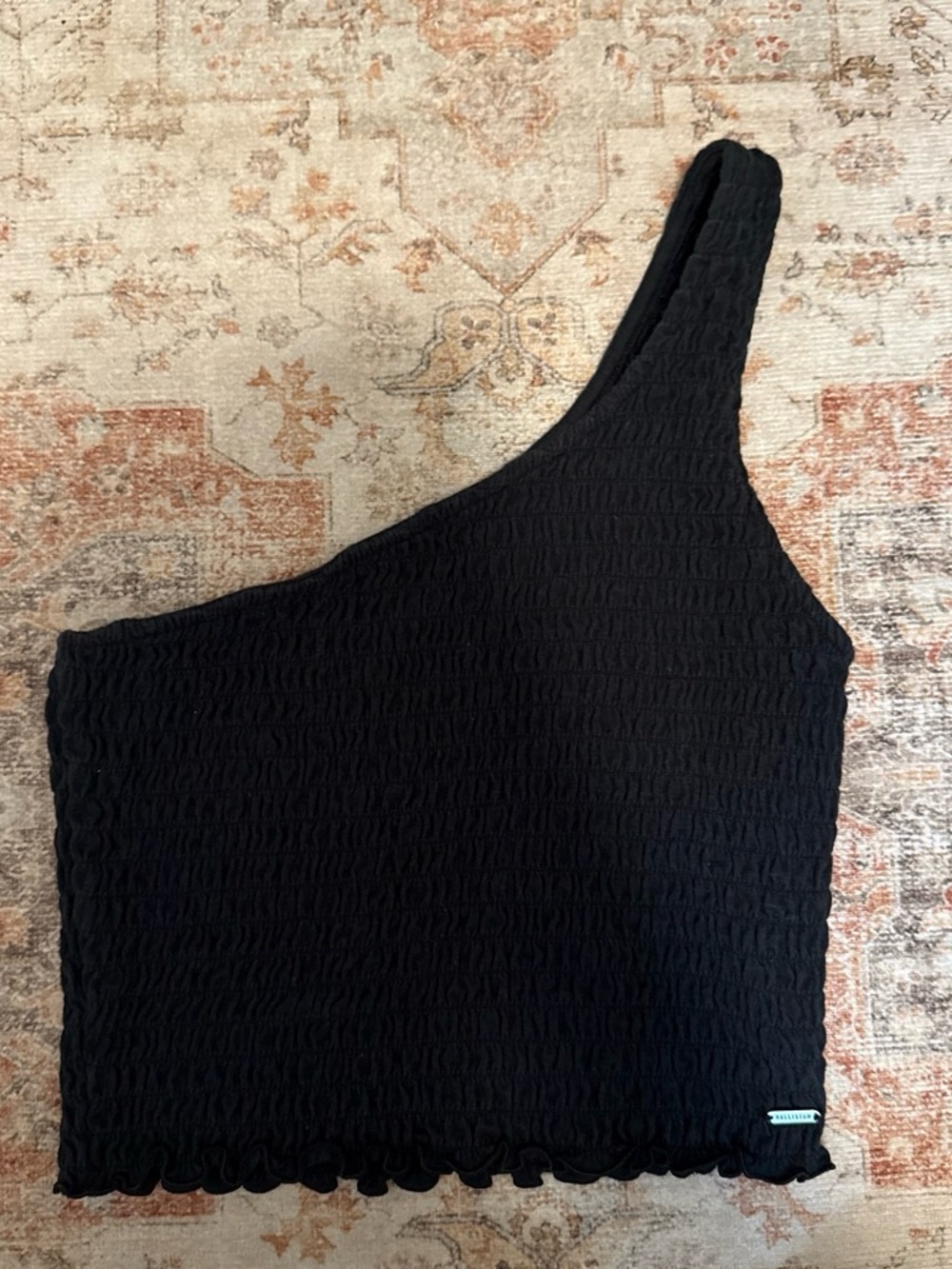 Hollister One-Shoulder Black Textured Crop Top